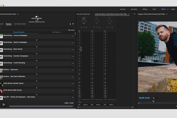 Universal Production Music: a free panel for Premiere Pro and Audition
