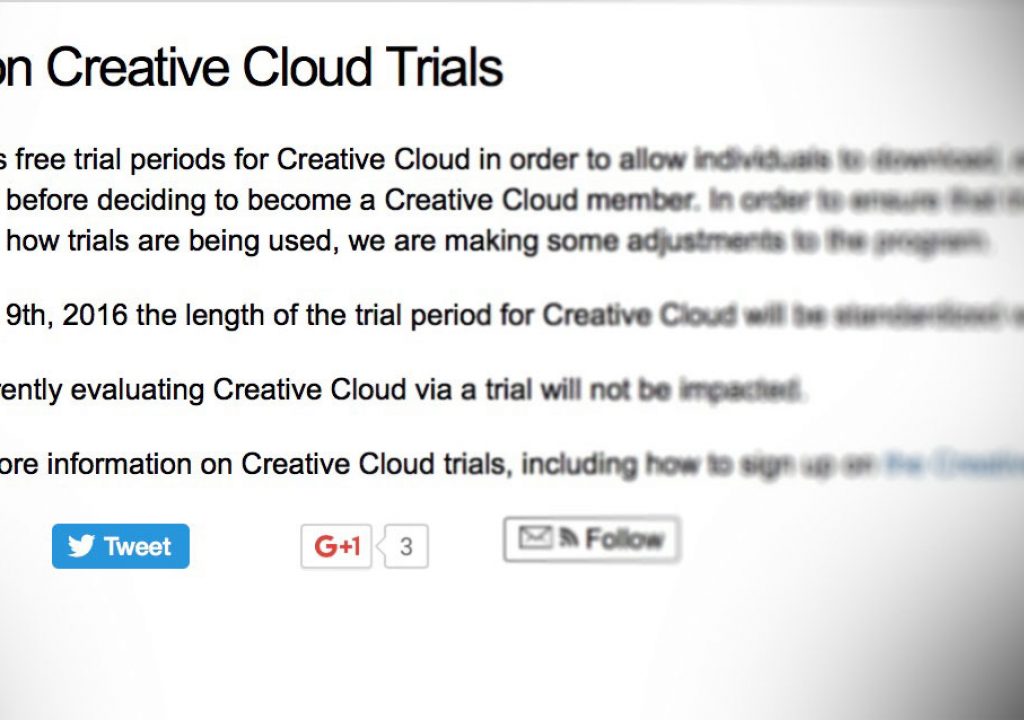 Adobe drastically reduces the trial period of the Creative Cloud suite 1