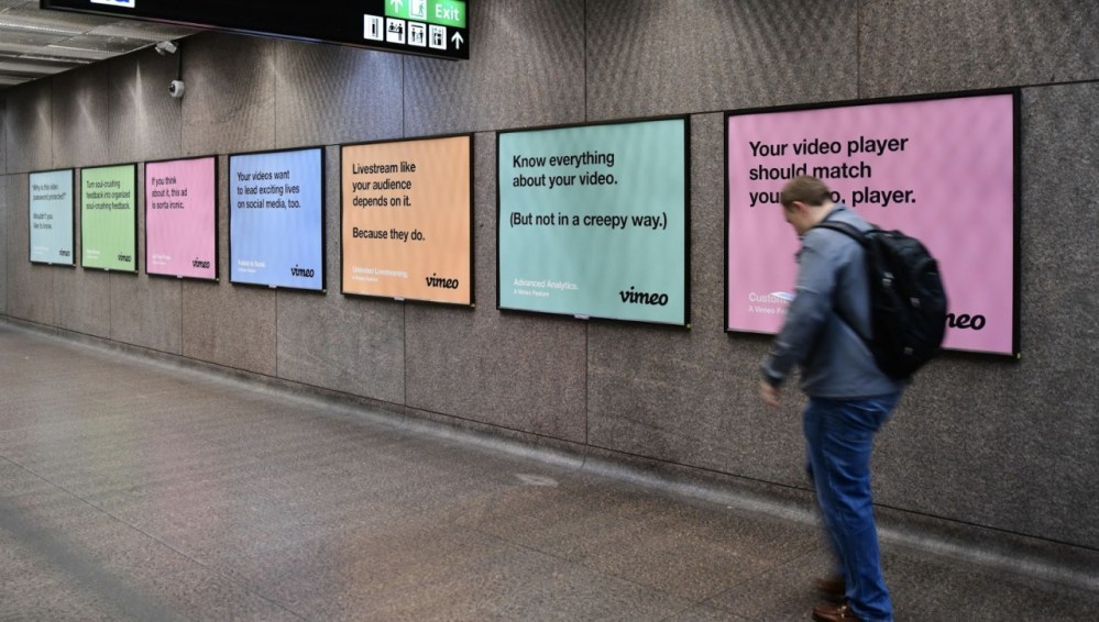 Vimeo signs in subway