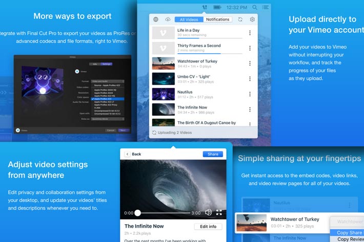 Vimeo for macOS, and an app for Windows
