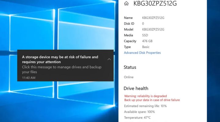 Windows 10 will monitor your NVMe SSDs health