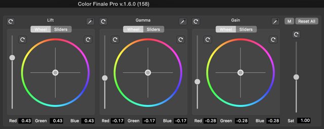 Color Finale 1.6's wheels panel